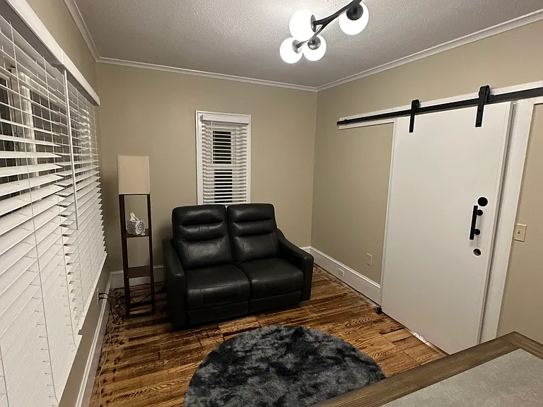 office/study or a quiet place to read, with sliding barn door