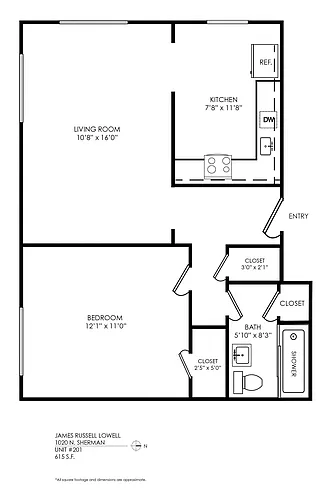 Floor plan One Bedroom, One Bath
