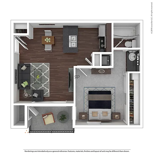 Floor plan 1A - 1 Bedroom (Acapulco A)