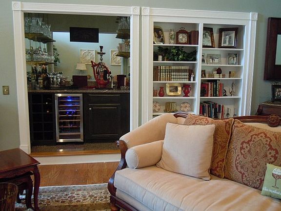 Built ins, wet bar with wine cooler