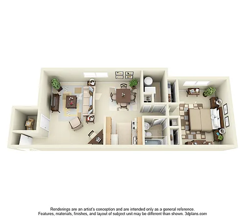 Floor plan One Bedroom One Bathroom with Storage