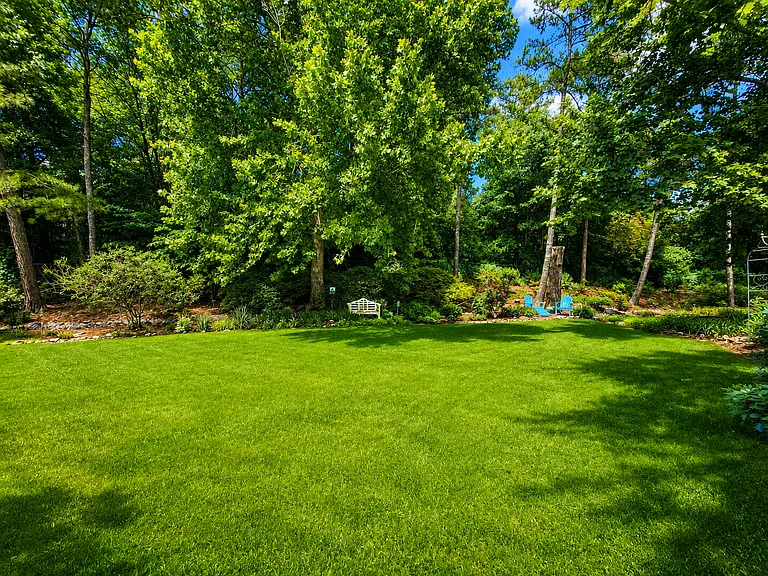 View of backyard from entrance to unit