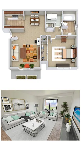 Floor plan 1 Bed | 1 Bath