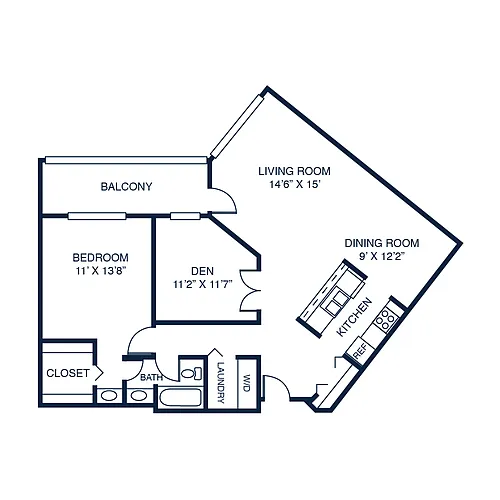 Floor plan 1F-One Bed One Bathden