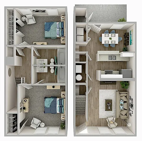 Floor plan Two Bedroom Two Bath