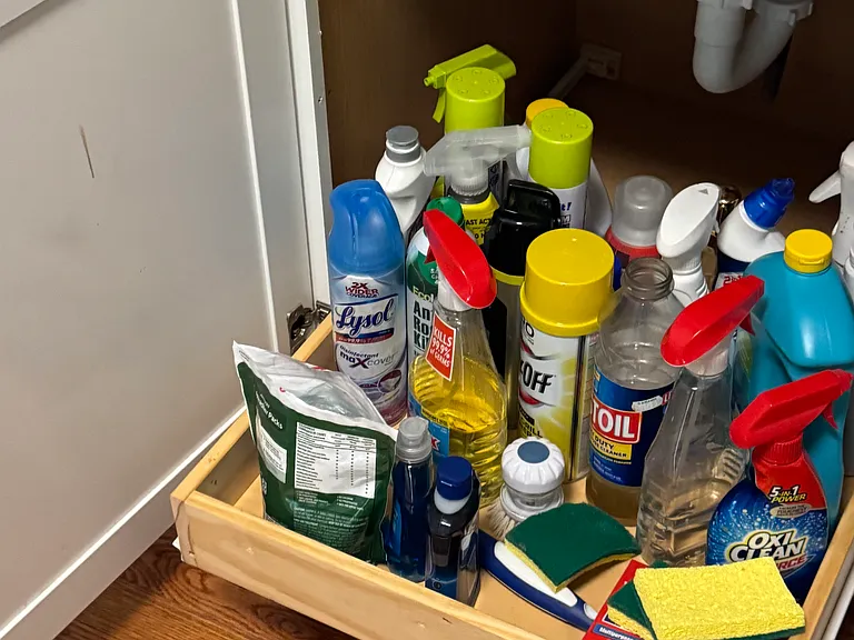 Kitchen sink pull out storage.