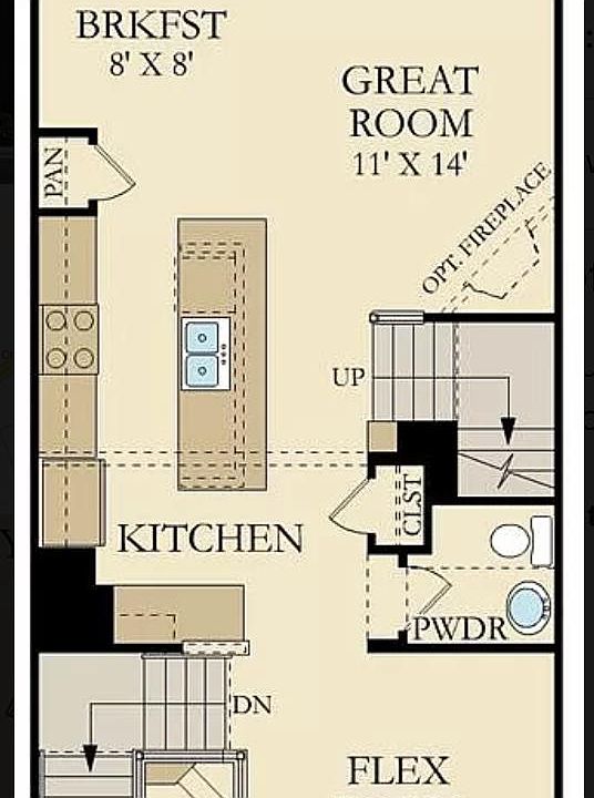 Mid Level details about great room and kitchen etc.