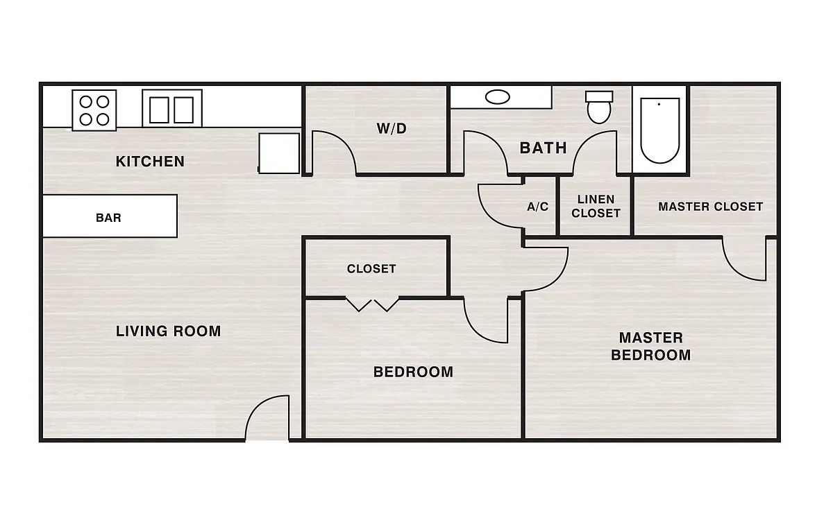 Floor plan 2 Bedroom, 1 Bath Downstairs