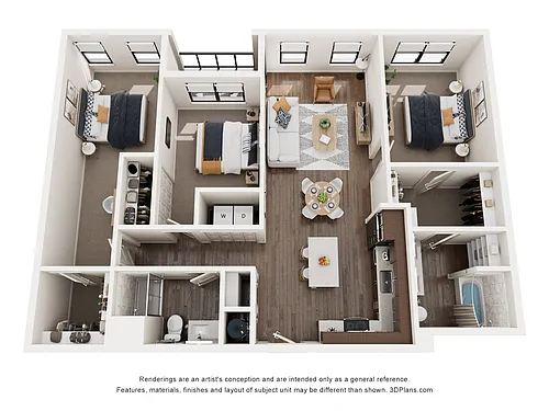 Floor plan 3 Bed, 2 Bath Apartment