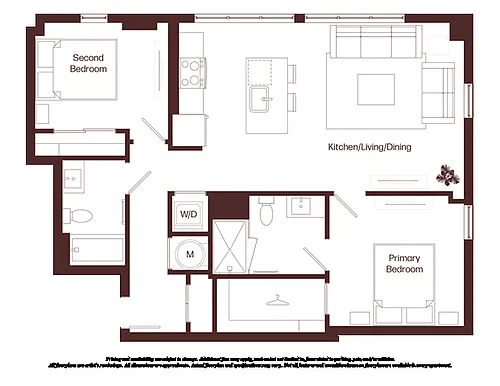 Floor plan 2 Bed - 2 Bath | b04a