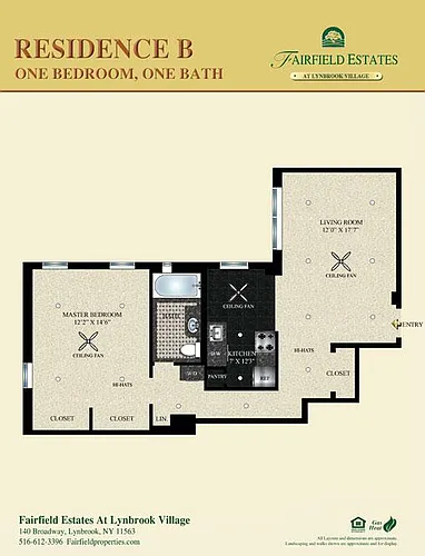 Floor plan Residence B One Bedroom One Bath - First Floor