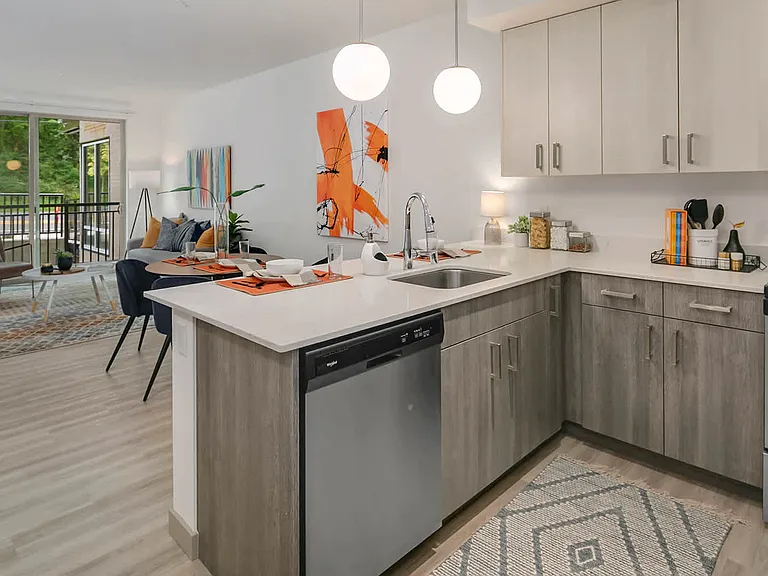 Kitchen and Living Room with Expansive Windows