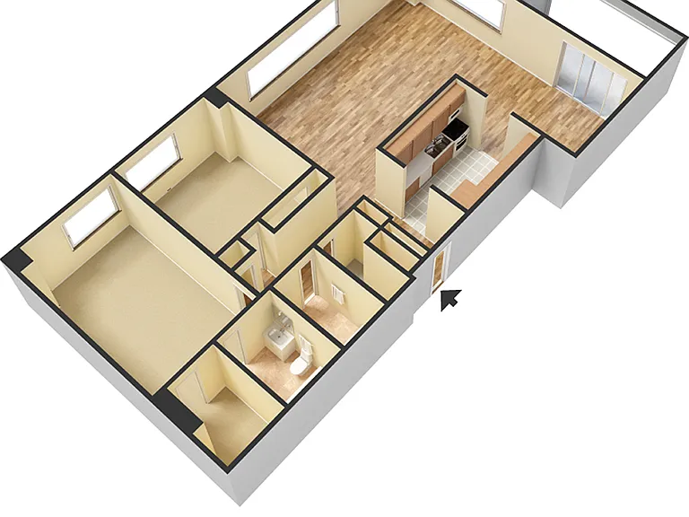 2L2 - 06 Series 1,496 sq ft - 2-2-B-01-3D 2L2 - 06 Series 1,496 sq ft - 2-2-B-01-3D