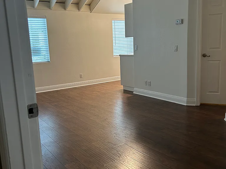 View from studio door looking into the room & toward the kitchen alcove.