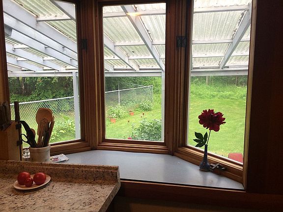 Kitchen view on backyard