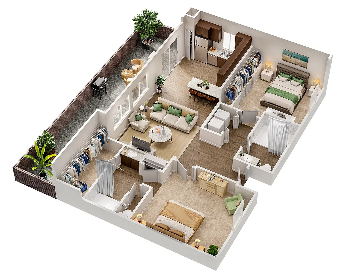Floor plan Two Bedroom Two Bathroom