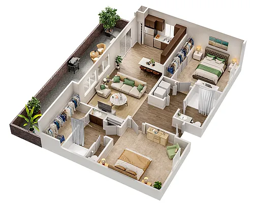 Floor plan Two Bedroom Two Bathroom