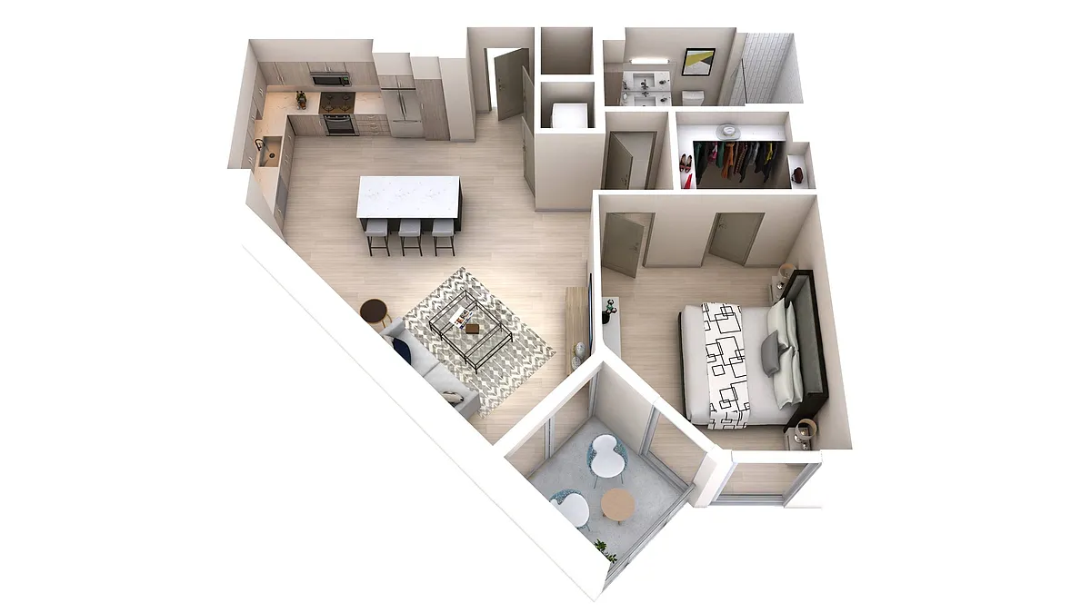 Floor plan One Bedroom One Bath (684)