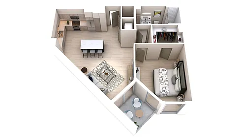 Floor plan One Bedroom One Bath (684)