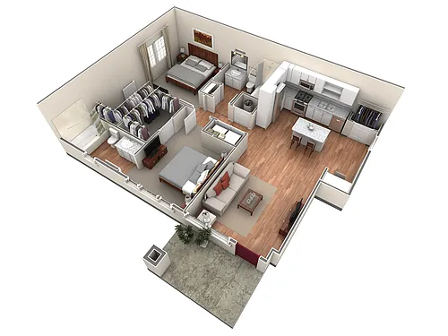 Floor plan 2 BR Designer Courtyard