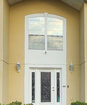 Etched glass door, windows