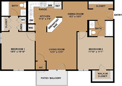 Floor plan 2B2B-G