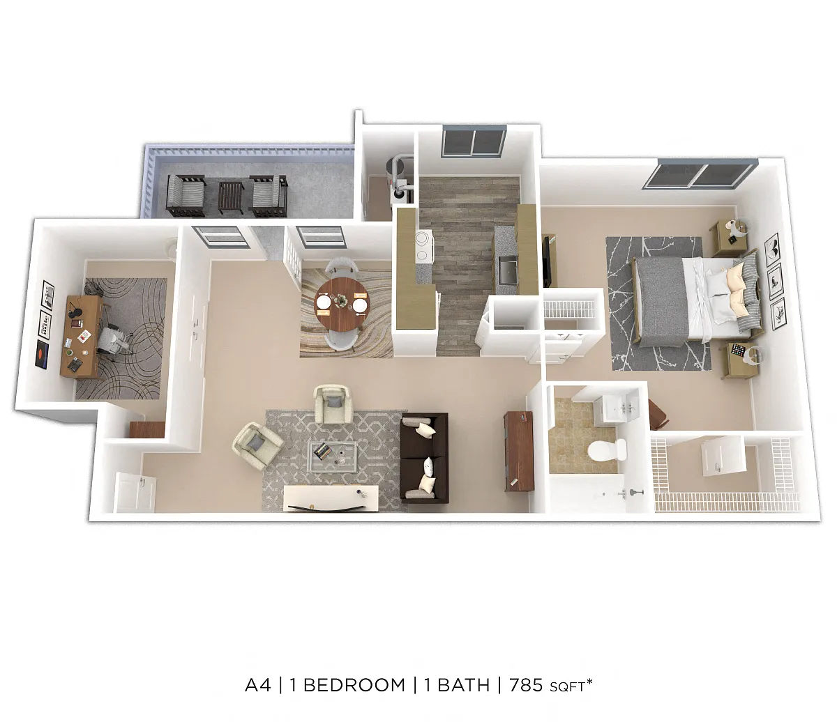 Floor plan One Bedroom w/ Den