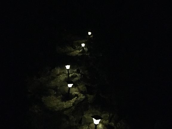 Solar lights on a trail