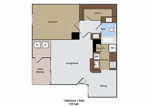 Floor plan 1 BR 1 BA
