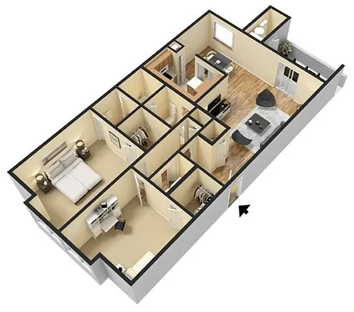 Floor plan Cloisters 2 Bedroom 1.5 Bathrooms