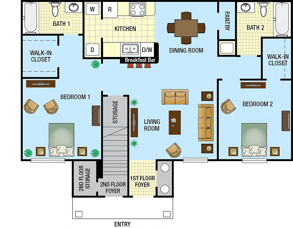 Floor plan Two Bedroom Two bath 60%