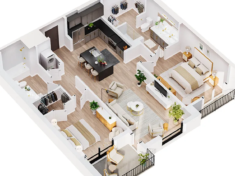 3D Luna - Two Bedroom Floor Plan - Salt Lake City, UT 3D Luna - Two Bedroom Floor Plan - Salt Lake City, UT