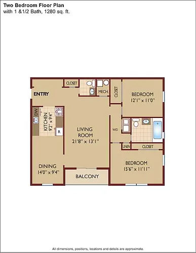 Floor plan $2.06/sq.ft. - Two Bedroom