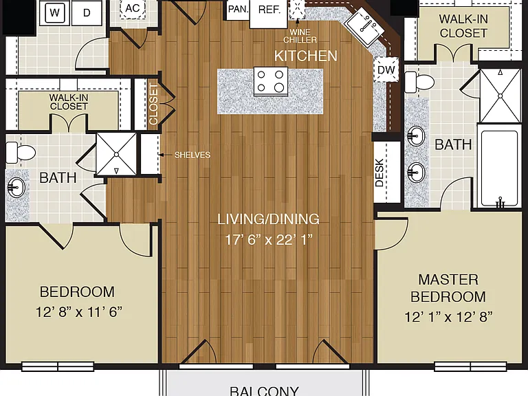 WaterWall Place - B3 - 2 Beds - 2 Baths - 1397 Sq. ft.