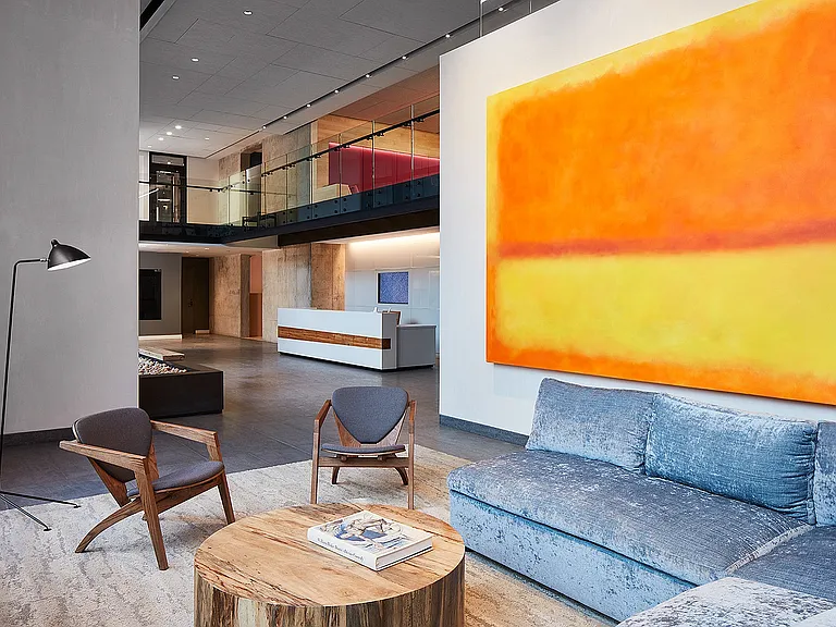Welcome to a vibrant and refined lobby.