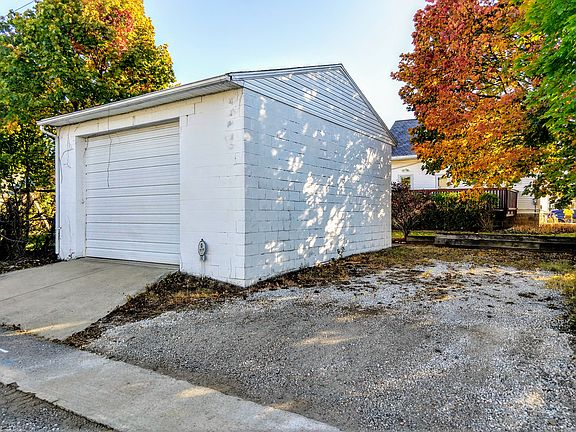Large garage with block wall