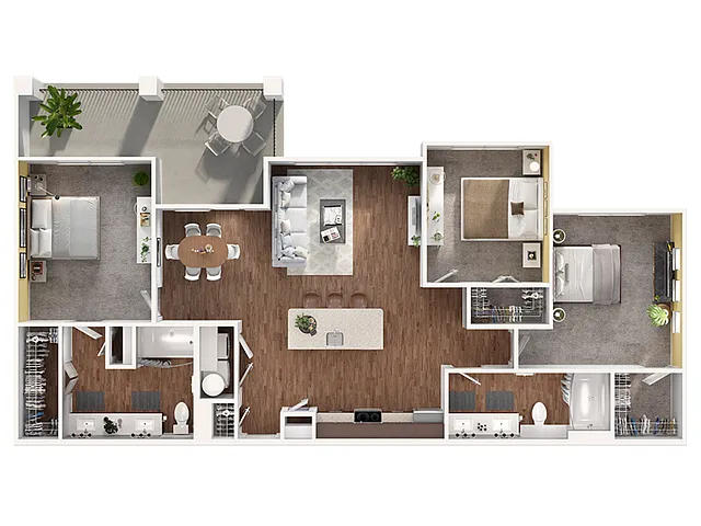 Floor plan 3 Bed, 2 Bath A (140% Income Restricted)