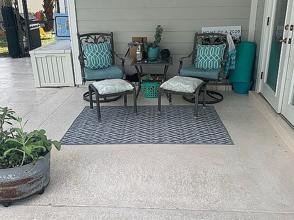 Covered seating pool deck