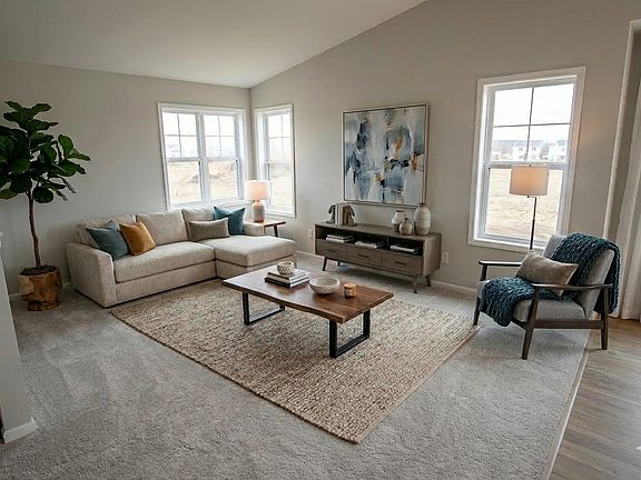 Living room virtually staged