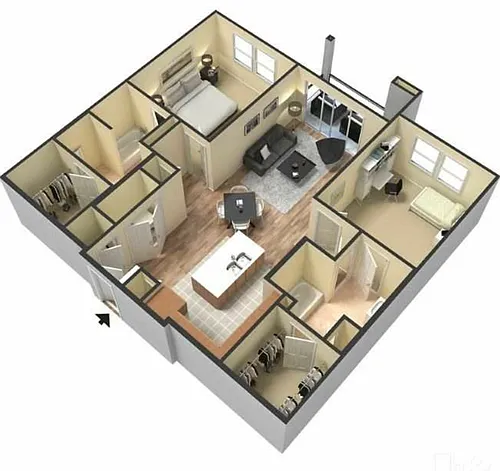 Floor plan Two Bed/Two Bath