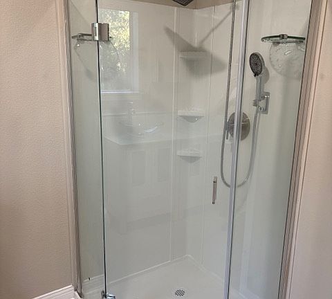 shower in full bathroom