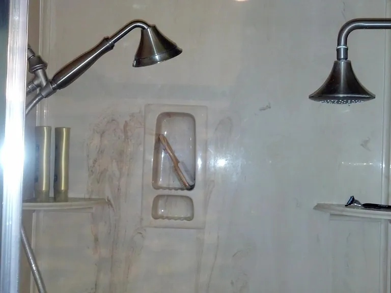 Master shower with dual shower heads.