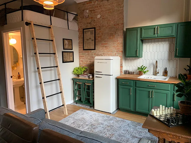 Kitchenette viewing loft bed