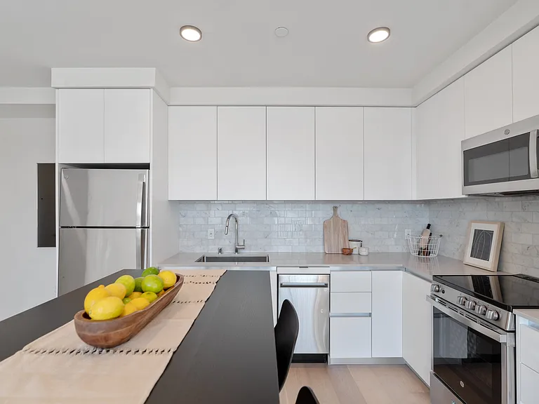 Kitchen with stainless steel appliances