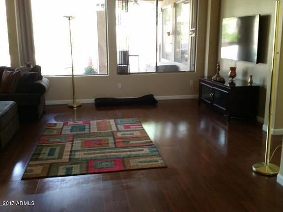 Wood floors in living over looking patio