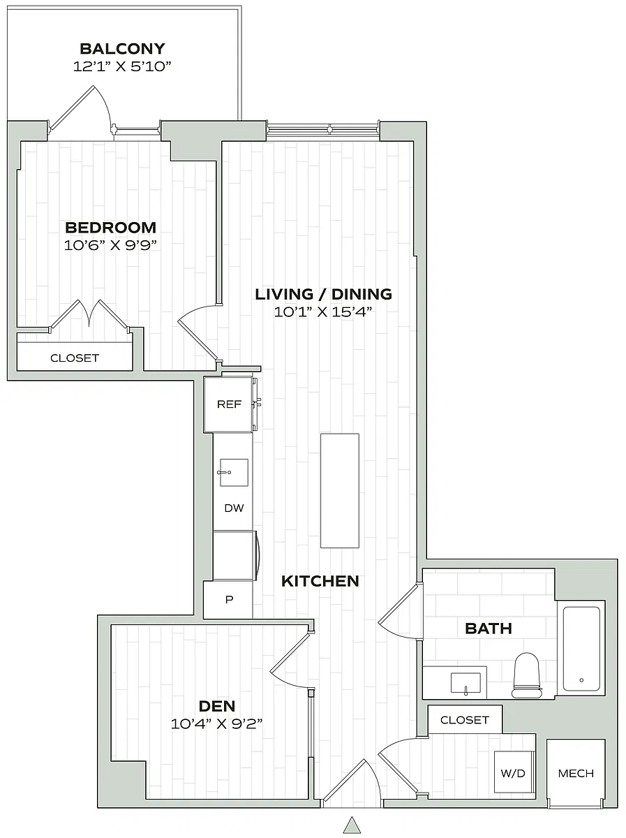 Floor plan 1 Bed/1 Bath Den - Alula - B01