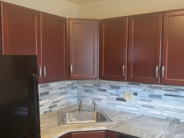 Kitchen comes with refrigerator and dishwasher, both pictured here
