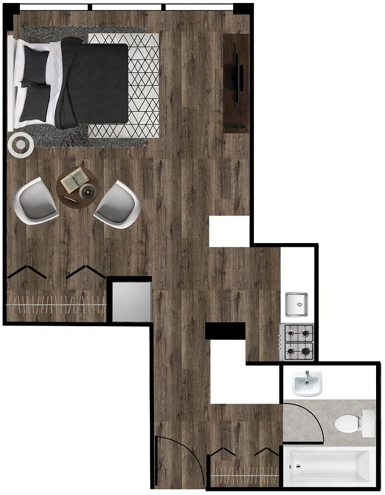 Floor plan Studio Furnished