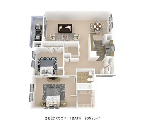 Floor plan Two Bedroom-905 sqft