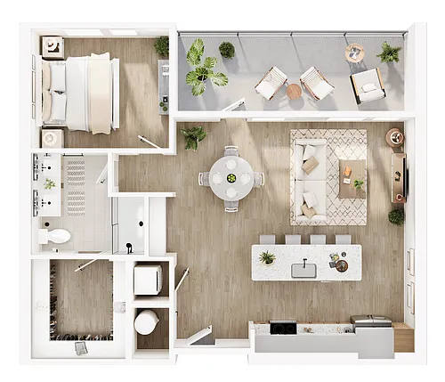 Floor plan TOY HORSE PENTHOUSE One Bed One Bath